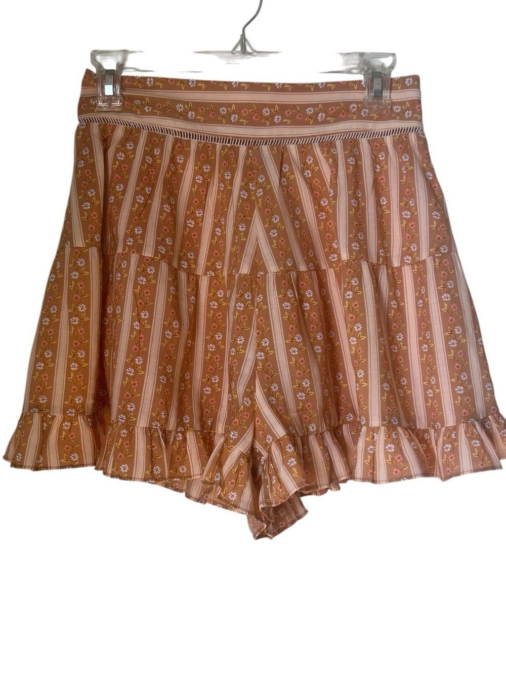 Urban Outfitters Peach Floral Boho Cottagecore Ruffle Festival Summer Skort Sz S